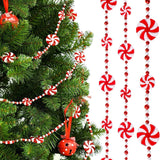 Triogift  2.4 Meter Christmas Tree Acrylic Red Green Candy Beaded Decoration Chain Pendants Christmas Tree Hanging Xmas Party Favors