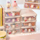 Triogift Small Desk Organizer Storage Drawers Desk Storage Box 4 Tier Clear Cosmetic Makeup Organizer for Arts Crafts Stationary Cosmetic