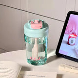 Triogift  500/700ml Cute Water Bottle Sport Tumbler For Girls Kids Plastic Aesthetic Ice Hot Coffee Tea Juice Cup School Drinking Bottle