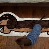 Triogift Cute Dachshund Dog Carpet Stain Resistant Imitation Cashmere Carpet Living Room Sofa Children's Room Bedside Mat Home Decoration