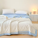 Triogift  Double-sided Air Conditioner Comforter Solid Summer Quilt Blanket bed cover seersucker quilt single double bedding