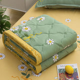 Triogift  -  Daisy Printed Quilted Summer Quilt and Pillowcase or Single Quilts Soft Breathable Single Double Blanket Washable Thin Comforter