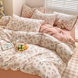 Triogift Ins Jacquard Girls Comfort Bedding Set Soft  Cotton Bed Sheet  Quilt Cover Pillowcase Bed Linens comforter sets 이불세트 이불커버세트