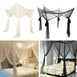 Triogift Sexy Mosquito Net Palace Four Door King/Queen Double Size Home Single  Bed Prevent Insect Outdoor Square Grace White Canopy Net