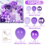 Triogift Purple Gold Balloon Garland Arch Kit Birthday Party Decor Girl Baby Shower Latex Ballon Chain Wedding Party Decorations