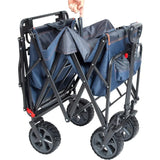 Triogift Push Cart Dolly Handle and Basket - Grocery Heavy Duty Wagon for Camping Handcart Shopping 300LB Capacity Push Wagon With Wheels