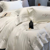 Triogift High End Hollow-carved Design Queen Bedding Set Lyocell Natural Plant Fibres Duvet Cover Set with Sheets Quilt Cover Sets Cotton