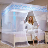 Triogift Romantic Square Lace Mosquito Net with Zipper Single Double Queen Bed Canopy Anti Insect Anti Mosquito Tent for Bed Nets Bi-door