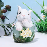 Triogift 5.3 Inches Easter Bunny Eggs Resin Statue Collectibles Decorations for Home Decor Rabbit Gift