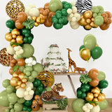 Triogift  Jungle Animal Balloon Garland Arch Kit 1st Birthday Party Decoration Kids Boy Baby Shower Safari Decor Latex Balloons