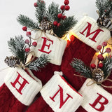 Triogift Christmas Socks Knitting Snowflake Letter Stocking Christmas Decoration For Home 2024 Xmas Tree Ornament Gift Navidad Natal 2024