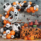 Triogift 94 Piece Halloween Balloon Wreath Arch Set with Black and Orange Colorful Confetti Eyeball Balloons, Suitable for Halloween Part