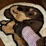 Triogift Cute Dachshund Dog Carpet Stain Resistant Imitation Cashmere Carpet Living Room Sofa Children's Room Bedside Mat Home Decoration