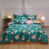 Triogift Good Quality 100% Cotton Bedding Set: 1 Duvet Cover 2 Pillowcases 1 Sheet, Soft Breathable for Single or Couple Bed, 20 Sizes