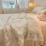 Triogift Summer Quilt   2024 New  Cotton Korean Ins Lace Fragmented Series  Air Condition Quilt High Quality Summer Blanket set