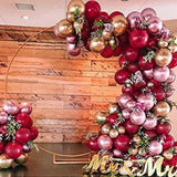 Triogift 136Pcs Burgundy Balloon Garland Arch Kit Blush Metallic Gold Latex Balloons for Wedding Bachelorette Bridal Birthday Decoration