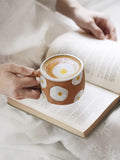 Triogift  -  Ins Style Cartoon Japanese Mug Hand Painted Poached Egg Ceramic Cup Home Office Breakfast Mugs Tea Water Milk Coffee Cup