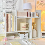 Triogift Ins Kawaii Desktop Storage Rack Bookshelf DIY Desk Holder Office Desk Organizer Student Combination Cabinet Storage Display Rack