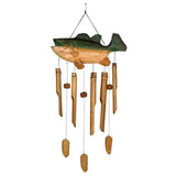 Triogift Wind Chime Home Decoration Bass Fish Bamboo Chime Wall Hanging Decor Collection Chimes Crafts Garden