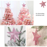 Triogift 15cm Christmas Tree Top Sparkle Star Glittering Hanging Christmas Tree Topper Decoration Ornaments Home Decor (Pink)