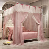 Triogift  Palace bed Mosquito Net Double Layer Bed Canopy four door Bed Valance garden bedroom wedding decoration Bed cover bed Curtains