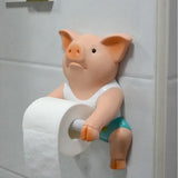 Triogift  PVC Pig Style Toilet Paper Holder Punch-Free Hand Tissue Box Household Paper Towel Holder Reel Spool Device Bathroom Accessory