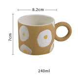 Triogift  -  Ins Style Cartoon Japanese Mug Hand Painted Poached Egg Ceramic Cup Home Office Breakfast Mugs Tea Water Milk Coffee Cup