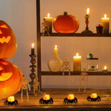 Triogift  1/6pcs LED Candle Light Spider Pumpkin Lamp Flickering Flameless Flashing Electric Candles Battery Lights Halloween Party Decor