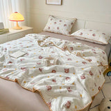 Triogift Summer Quilt Cotton Floral French Style Double  Air-conditioned Quilt, Double-layer Summer Blanket Comforter Duvet   이불