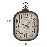 Triogift 18" X 26" Black Metal Distressed Pocket Watch Style Wall Clock With Ring Finial Decoration for Bedroom Decor Home Clocks Garden