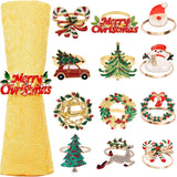 Triogift  Christmas Napkin Rings Gold Zinc Alloy Bling Napkin Buckle for Christmas Wedding Table Party Decoration New Year Napkin Holder