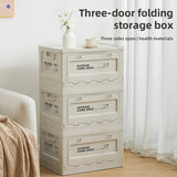 Triogift 3pc Extra large folding storage box clothing storage box household plastic toy storage box thickened three-door storage cabinet