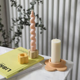 Triogift Ceramic Candle Holder Pillar Candlesticks Holder for Centerpieces Wedding Decorations Flower Shape Minimal Candle Stick Holder