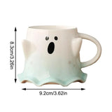 Triogift  -  1pc Cartoon Mug With Spoon Cute Ghost Elf Ceramic Cup Coffee Water Milk Juice Cup Novelty Gifts for Friends Lovers Couple Cups