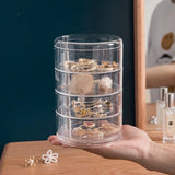 Triogift Transparent Rotating Dustproof Jewelry Box Multilayer Bracelet Earring Hairpin Jewelry Display Rack Storage Box Organizer Case