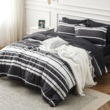 Triogift Comforter Set, Striped Bedding Set All Season, Bed in a Bag with Comforter, Sheets, Pillowcases & Shams, Twin, Cal King