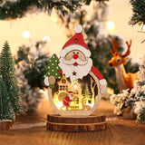 Triogift  LED Luminous Santa Claus Snowman Wooden Ornament Christmas Decorations Xmas Desktop Glowing Gift Home Decoration Party Supplies