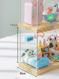 Triogift  Clear Door Dust-proof Storage Box for Anime Q Version Figure Model Toy Doll Collectible Display Organizer Display Case For Dimoo