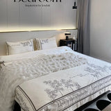 Triogift High End French Style Embroidered Pure Cotton Bedding Set Luxury 100s Long-staple Cotton Duvet Cover Set Queen Blanket Covers