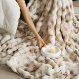 Triogift  New style Rabbit Fur winter Blanket tie-dye process Bubble Fleece bed linen thick sofa blankets Bedspread on the bed sofa cover