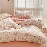 Triogift Ins Jacquard Girls Comfort Bedding Set Soft  Cotton Bed Sheet  Quilt Cover Pillowcase Bed Linens comforter sets 이불세트 이불커버세트