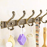 Triogift New Antique Relief Wall Mounted Coat Hook 5-row Clothes Hooks Behind-door Bag Key Storage Rack Bathroom Towel Rack 2023