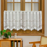 Triogift 1PC White Lace Floral Short Curtain for Kitchen Window Sheer Drape Cabinet Dustproof Home Decoration #E