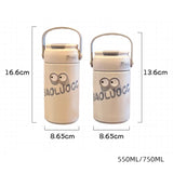 Triogift  -  Cute Thermos Bottle With Tea Filter 3D Sticker Vacuum Flask Stainless Steel Water Coffee Milk Travel Straw Cup 550/750ml Gift