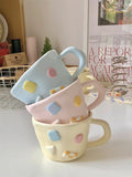 Triogift  -  Korean Style Ins Macaroon Color Mug Cute Dopamine Ceramic Water Cup Fresh Simple Home Matte Coffee Cup with Handle