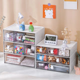 Triogift Desktop Kawaii Cosmetic Stationery Storage Box Ins Free Combination Stackable Plastic Drawer Home Office Desk Storage Organizer