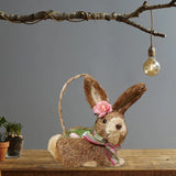 Triogift  Artificial Straw Easter Rabbit Holiday Wedding Indoor Outdoor Festival Supplies Decoration Rabbit Doll Animal Model Filled Eggs