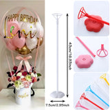 Triogift 1/3Pcs Flower Shape Balloon Stand Base Balloon Holder Column DIY Hot Air Bubbles Gifts Stand Birthday Decors Mothers Day Gifts