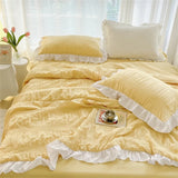 Triogift Korean Seersucker Summer Thin Quilt Air Condition Comforter Bed Cover Skin Friendly Blanket Single Double Single Quilt Bedding