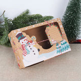 Triogift Christmas Candy Cookies Boxes Kraft Paper Gift Box Food Bakery Treat Boxes with Clear Window Navidad decor Xmas Gift Bag Noel